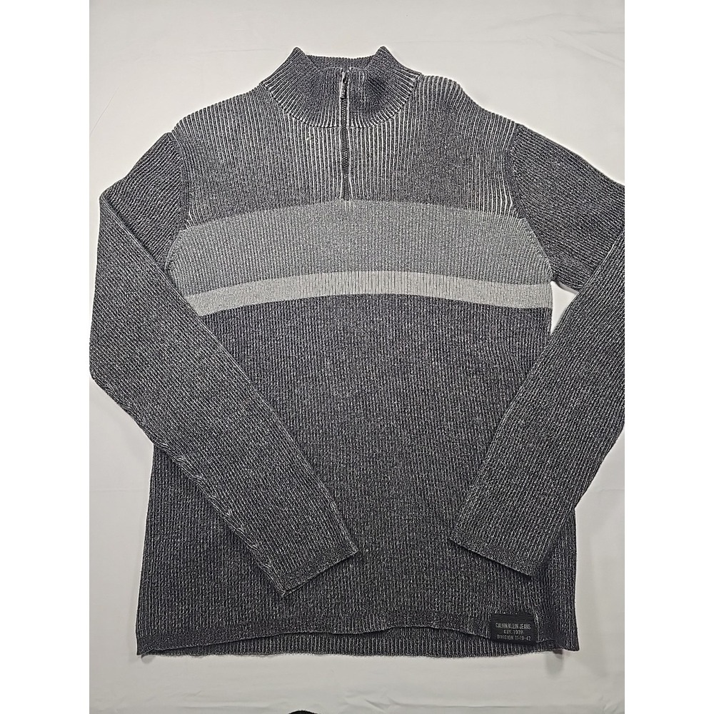 Calvin‎ Klein Jeans Quarter Zip Sweater Gray Knit Men's Large